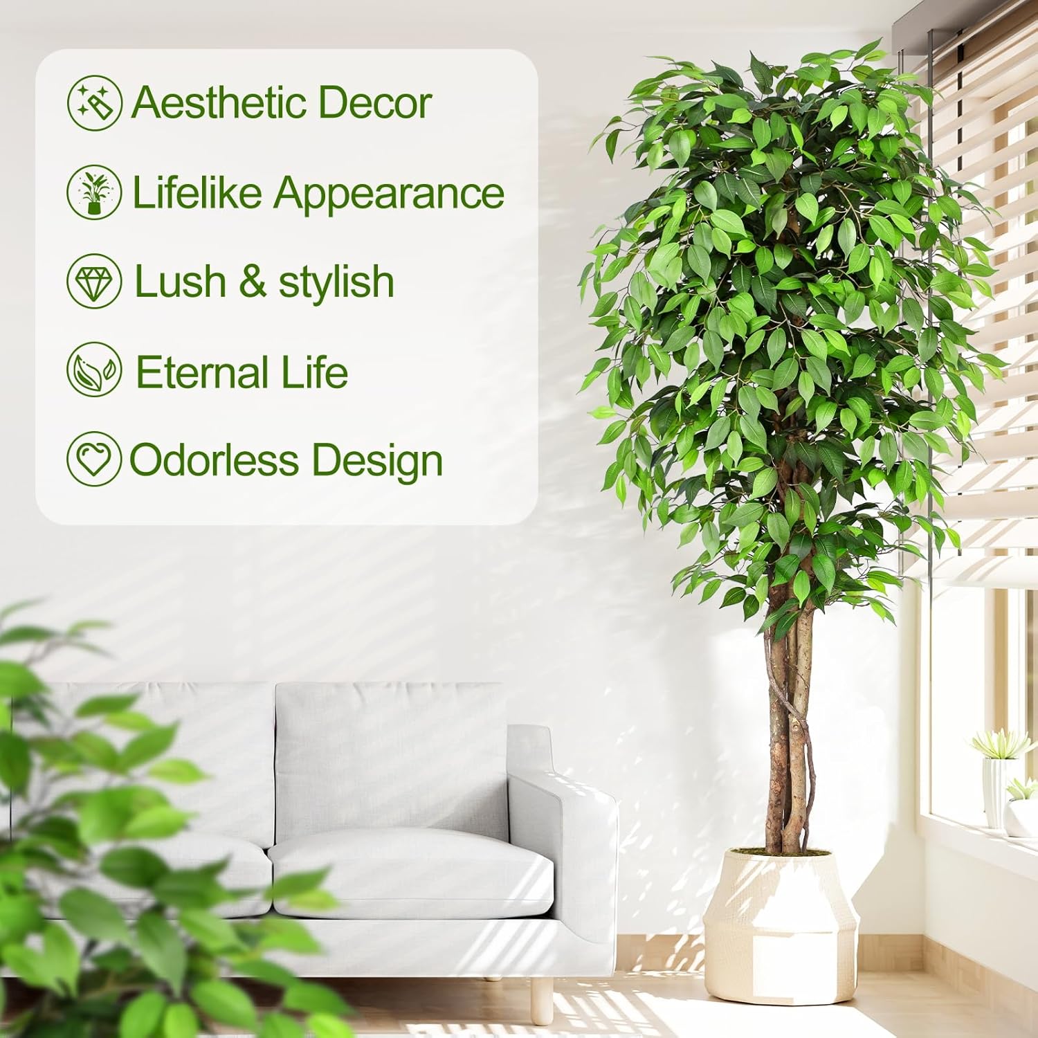 Lifelike Artificial Ficus Tree - Monstera Adansonii review and price